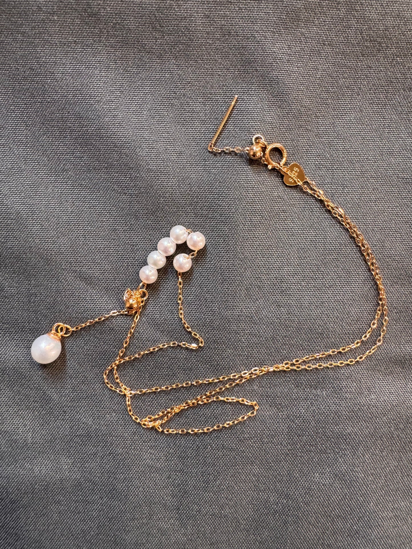 Y-Shape Freshwater Pearl Pendant Necklace 925 Silver Gold Plated 42cm