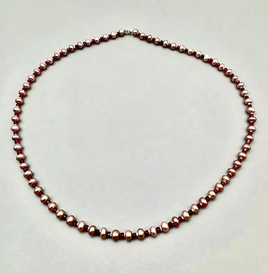 Purple Pearl Garnet & Sterling Silver Necklace 45cm