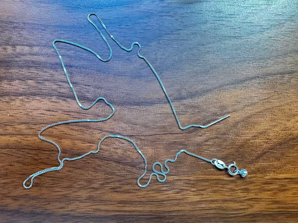 925 Silver Box Chain with Universal Needle End DIY 0.5mm 42cm