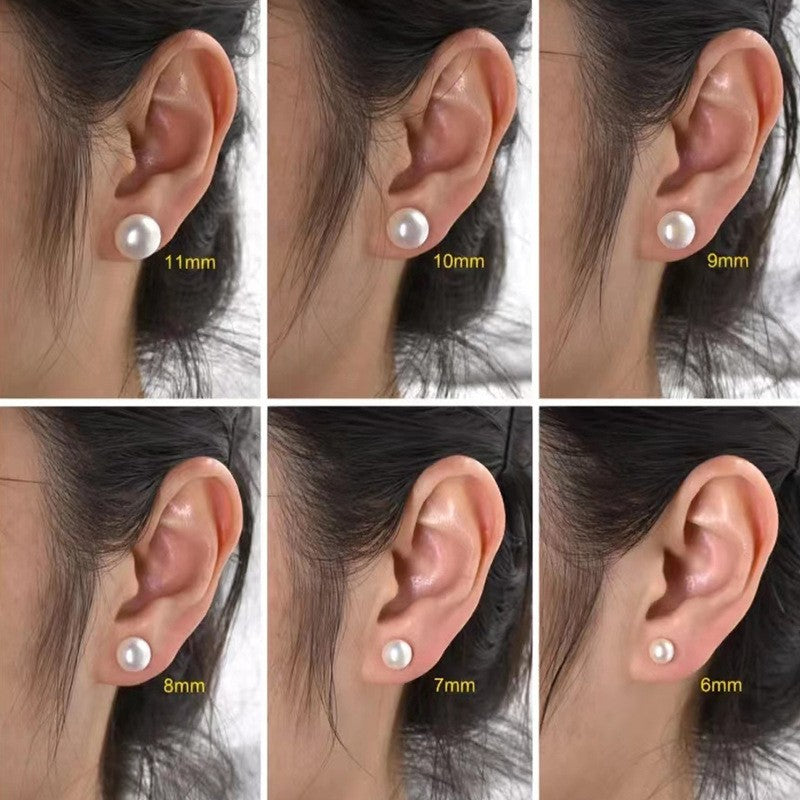 10mm Button Freshwater Pearl Drop Earrings 925 Silver