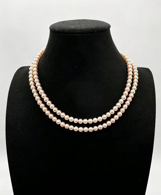 Pink Pearl Long Necklace Gold-Plated 79cm