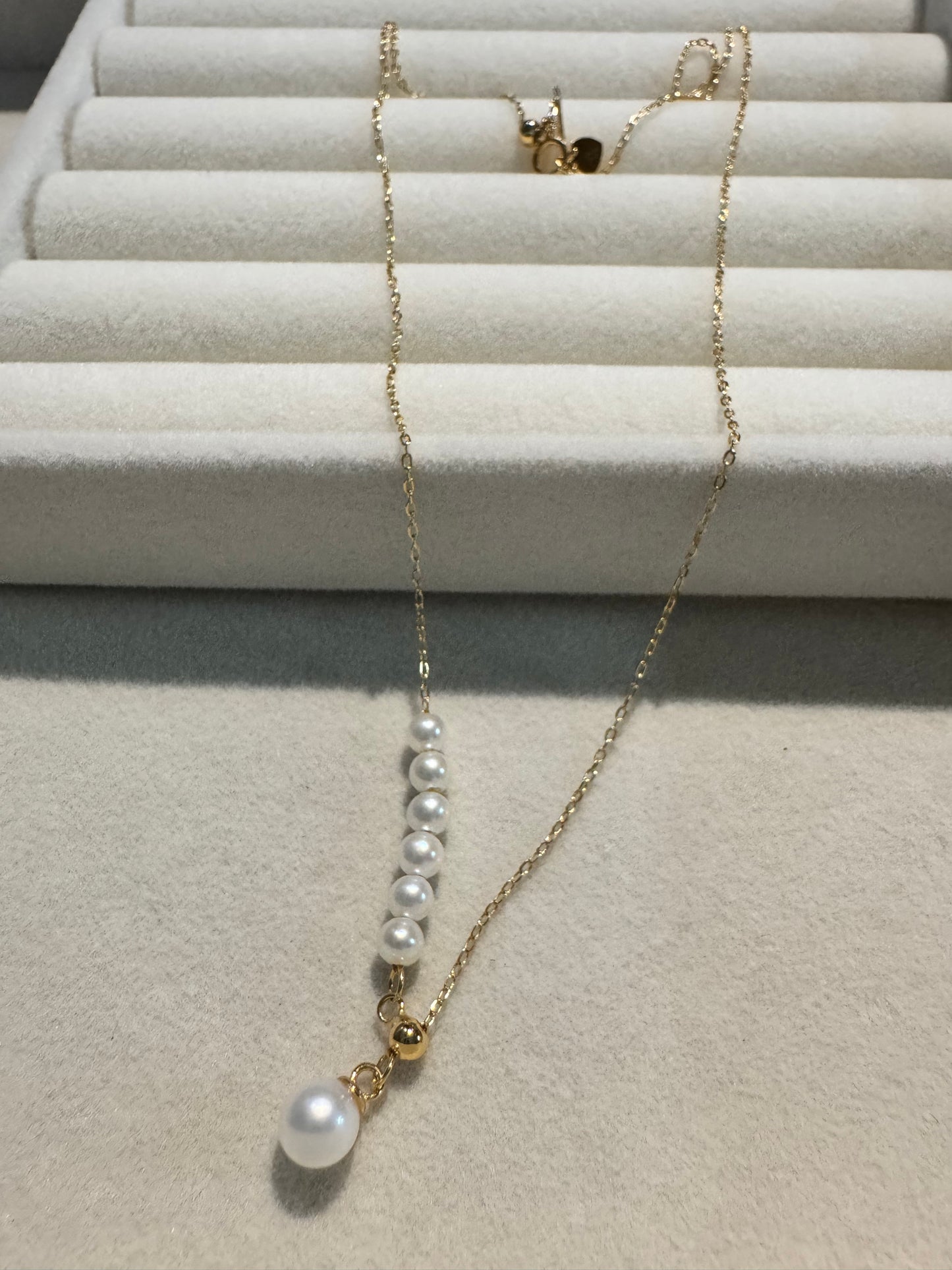 Y-Shape Freshwater Pearl Pendant Necklace 925 Silver Gold Plated 42cm