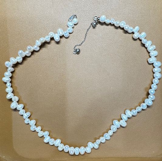 4mm Irregular Rice Pearl Full String Necklace
