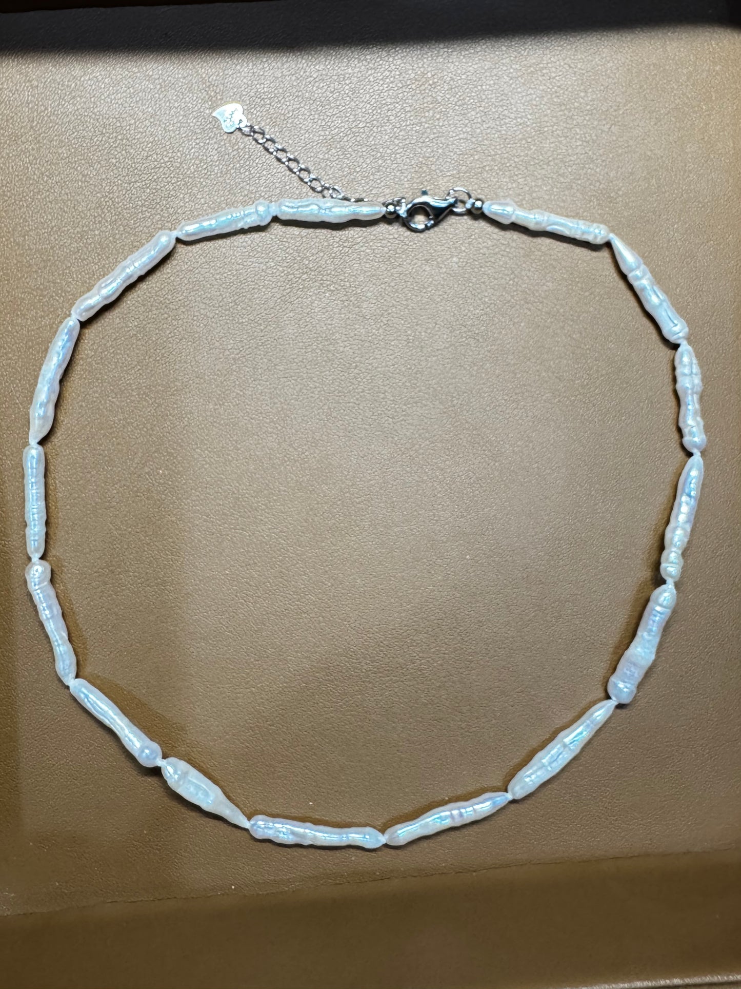 Baroque stick Pearl Full Strand Necklace 925 Silver