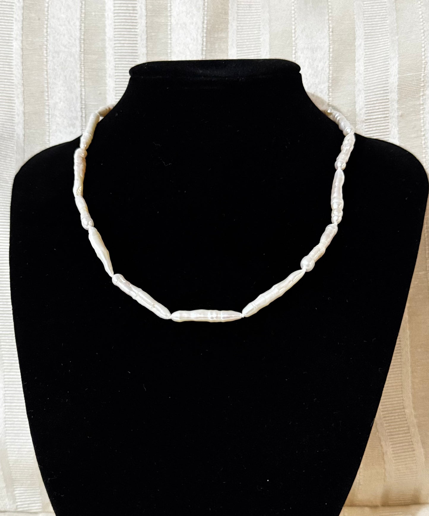Baroque stick Pearl Full Strand Necklace 925 Silver
