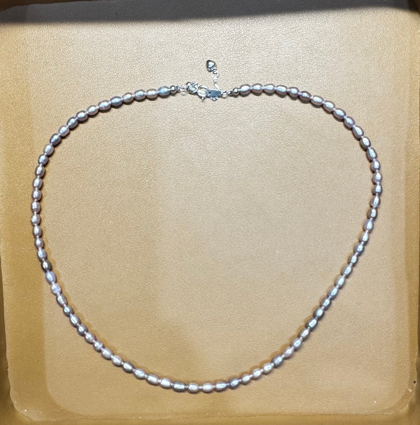 4mm Soft Purple Oval Pearl Full Strand Necklace 925 Silver