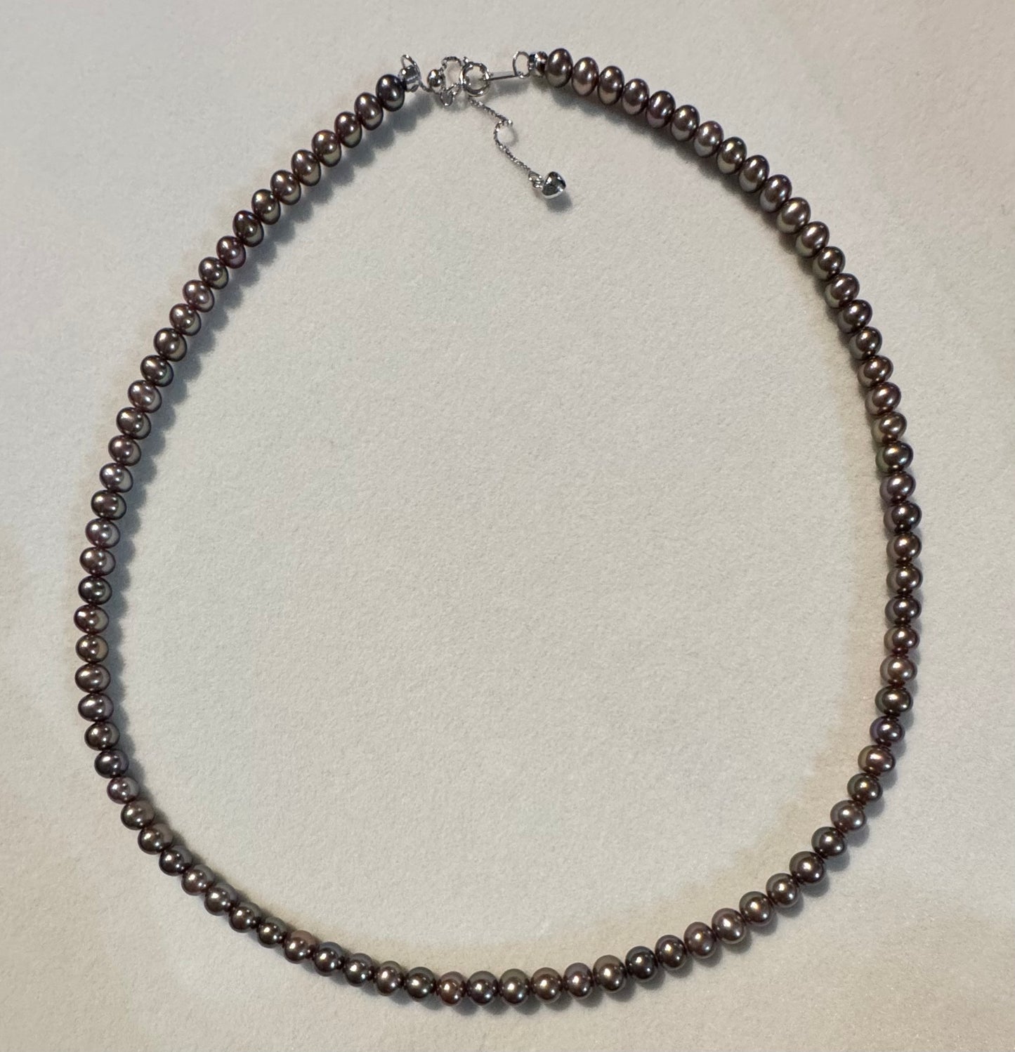 5mm Metallic Purple Freshwater Pearl Full Strand Necklace 925 Silver