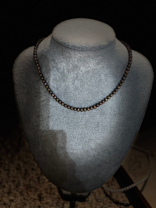 5mm Metallic Purple Freshwater Pearl Full Strand Necklace 925 Silver