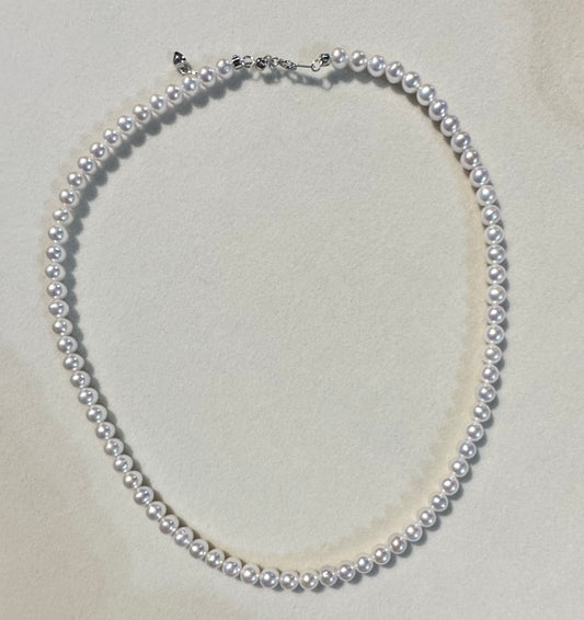 5mm White Freshwater Pearl Full Strand Necklace 925 Silver