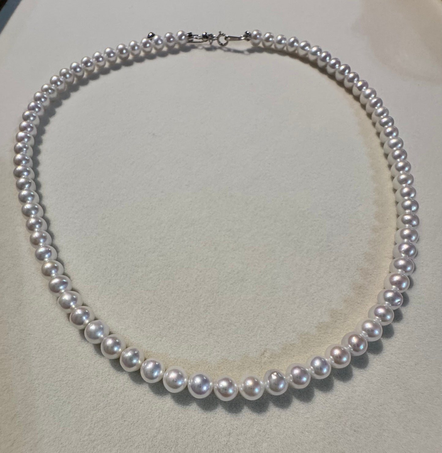 5mm White Freshwater Pearl Full Strand Necklace 925 Silver