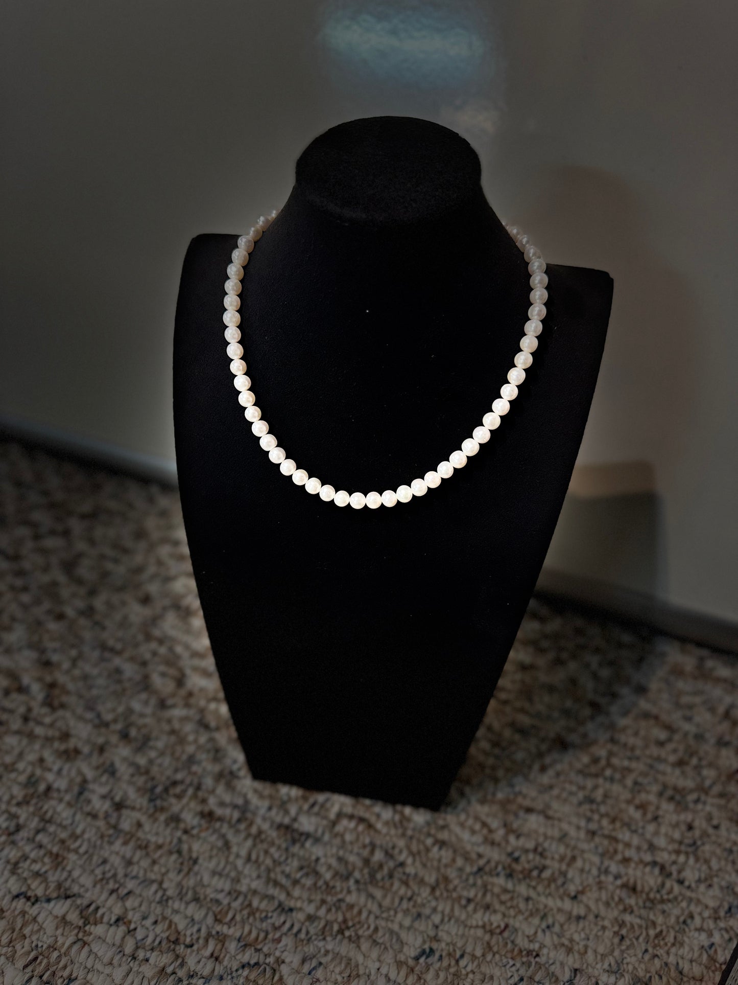 7mm Nucleus-Free White Freshwater Pearl Full Strand Necklace 925 Silver