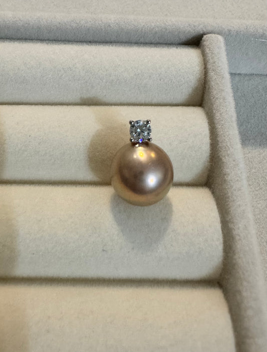 10mm Purple Edison Pearl Pendant with Zircon Inlay Bail