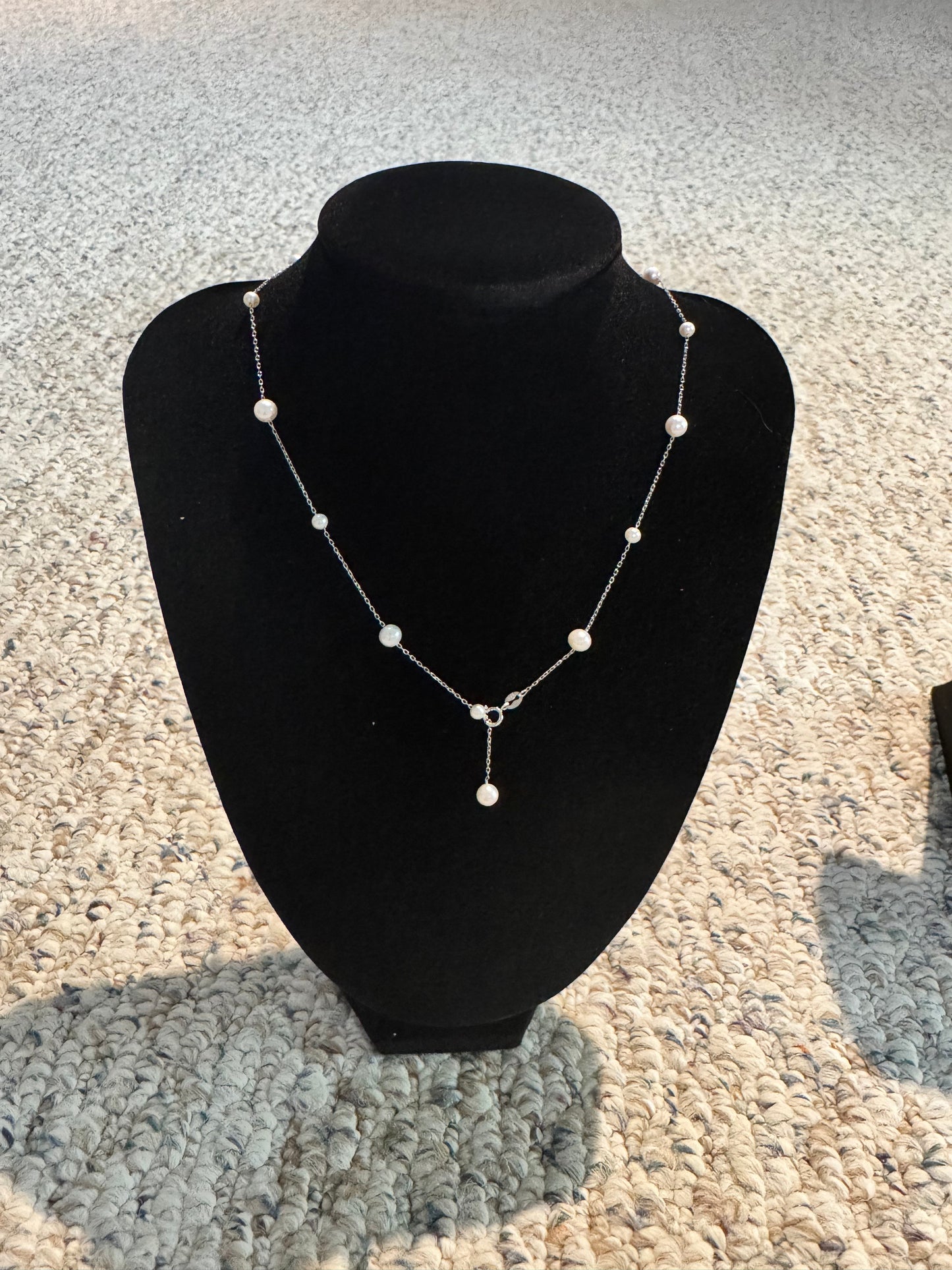 Starry Sky Freshwater Pearl Station Necklace 925 Silver