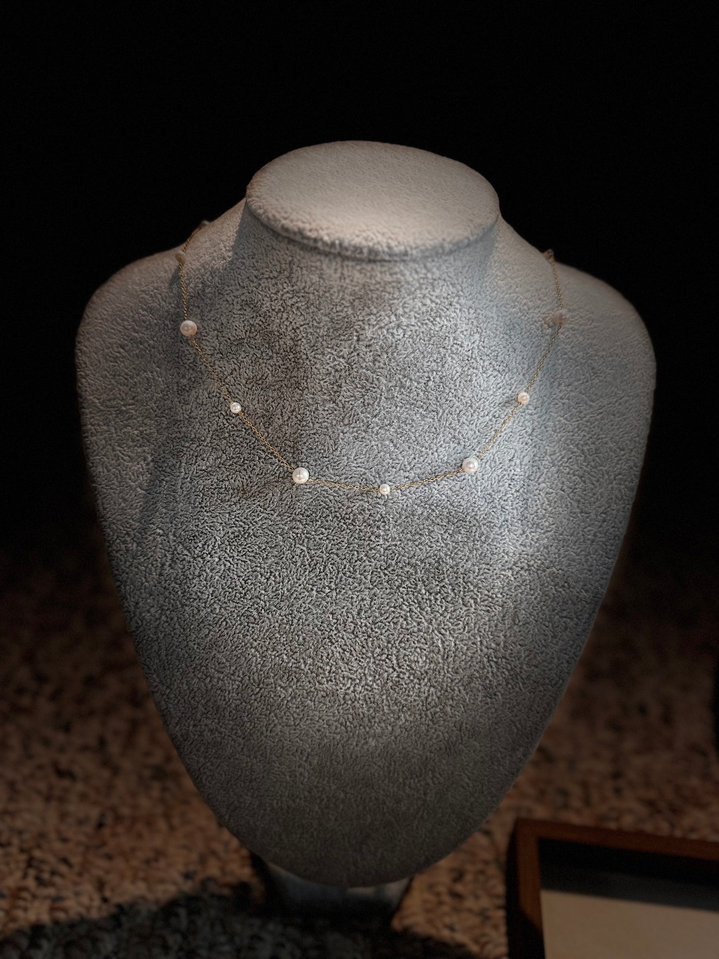 Starry Sky Freshwater Pearl Station Necklace 925 Silver
