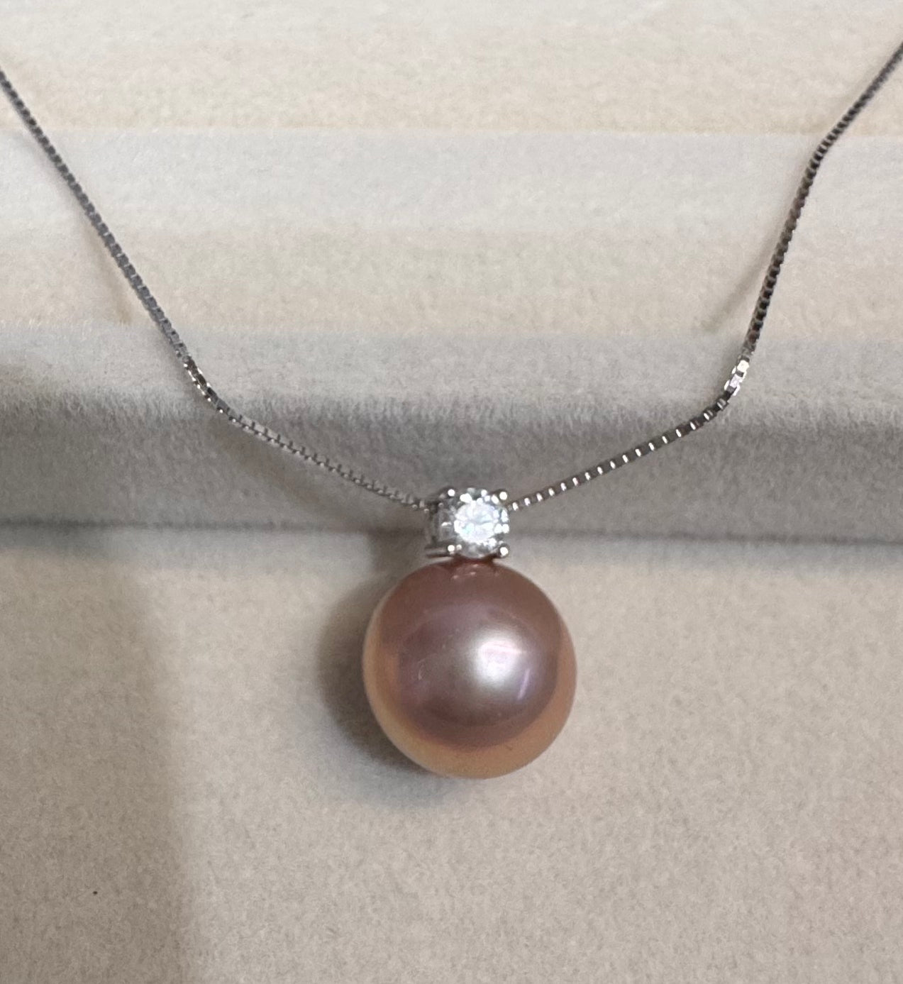 10mm Purple Edison Pearl Pendant with Zircon Inlay Bail