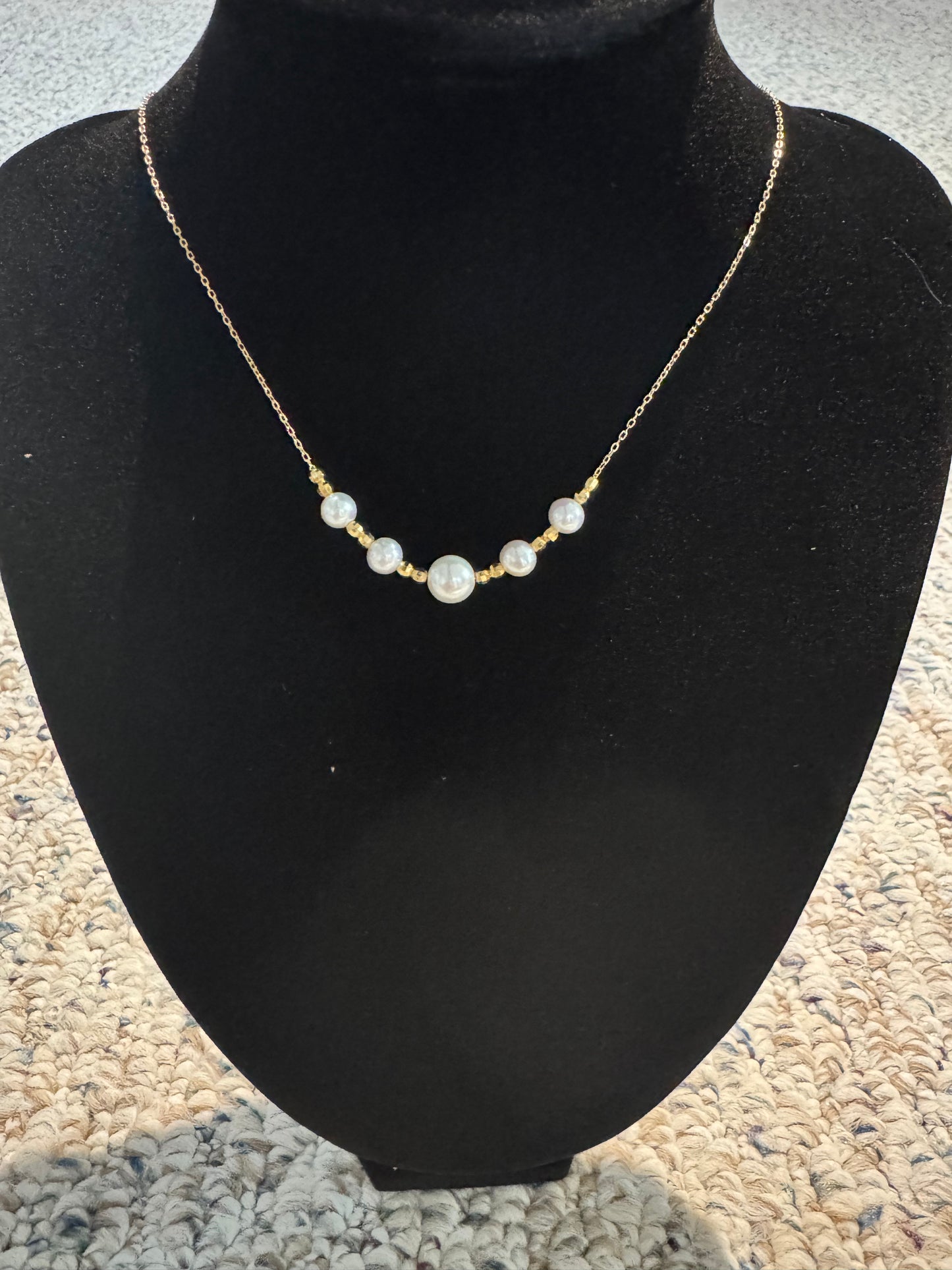 Graduated 5-Pearl Centre Cluster Necklace 925 Silver 42cm