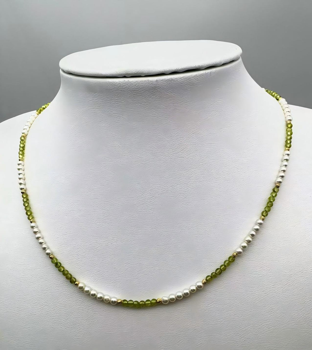 Pearl Peridot & Gold Bead Necklace Gold-Plated 45cm