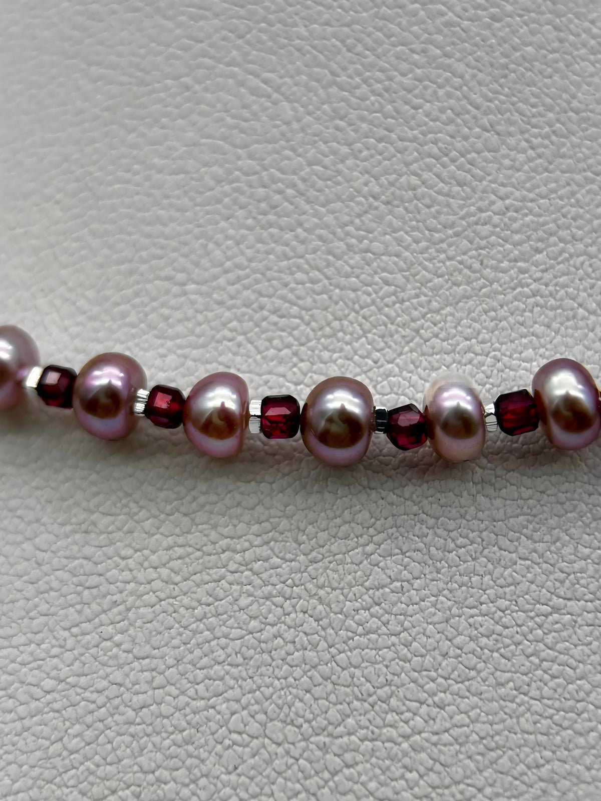 Purple Pearl Garnet & Sterling Silver Necklace 45cm