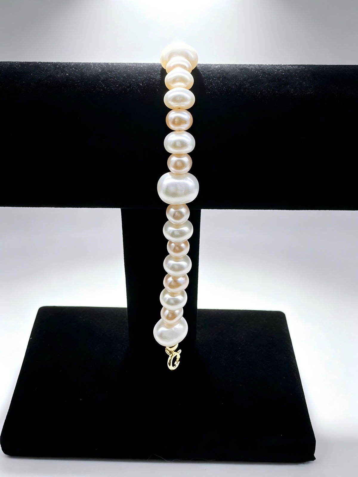 Graduated Full-Strand Pearl Bracelet 925 Silver 20cm