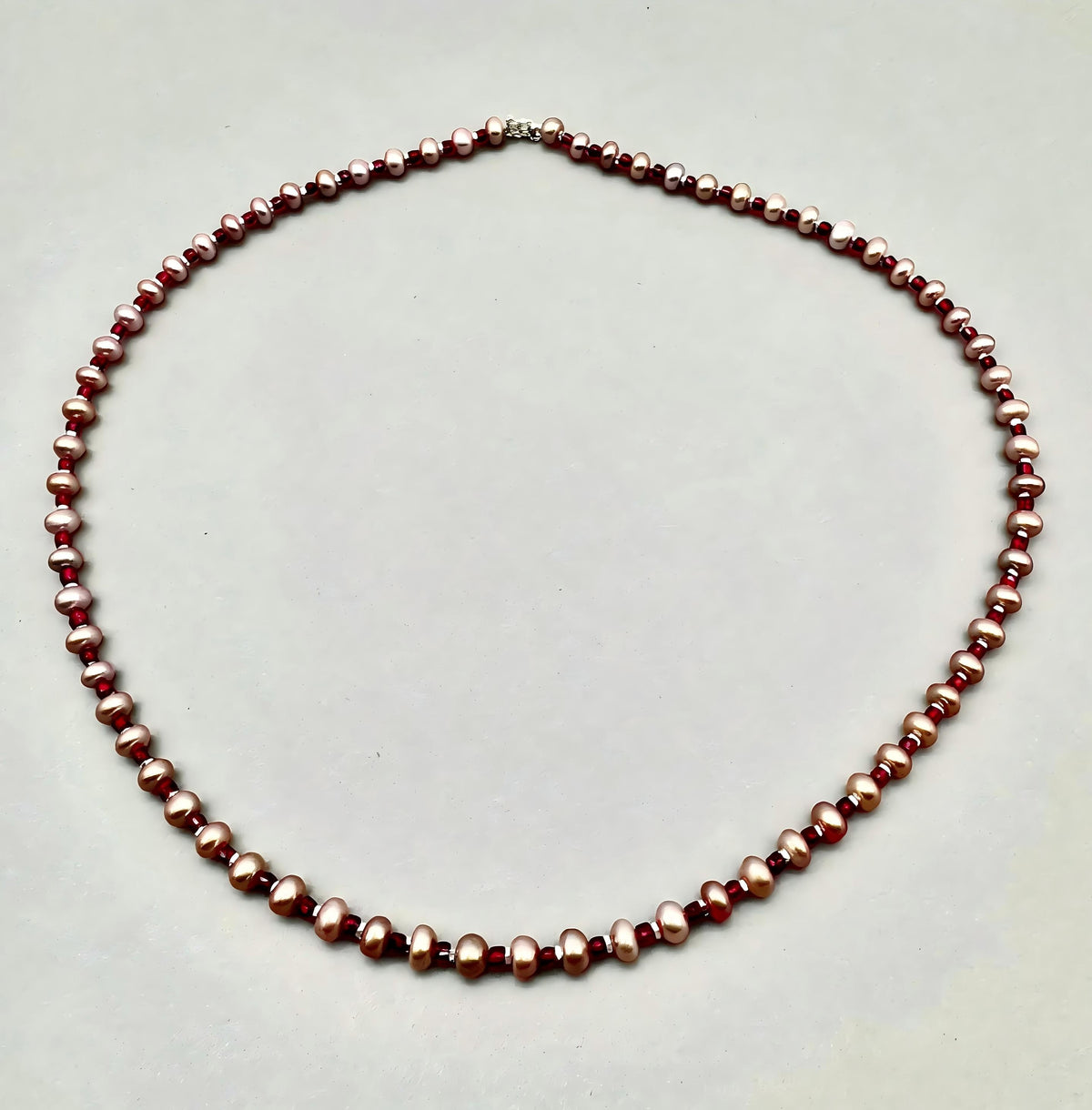 Purple Pearl Garnet & Sterling Silver Necklace 45cm