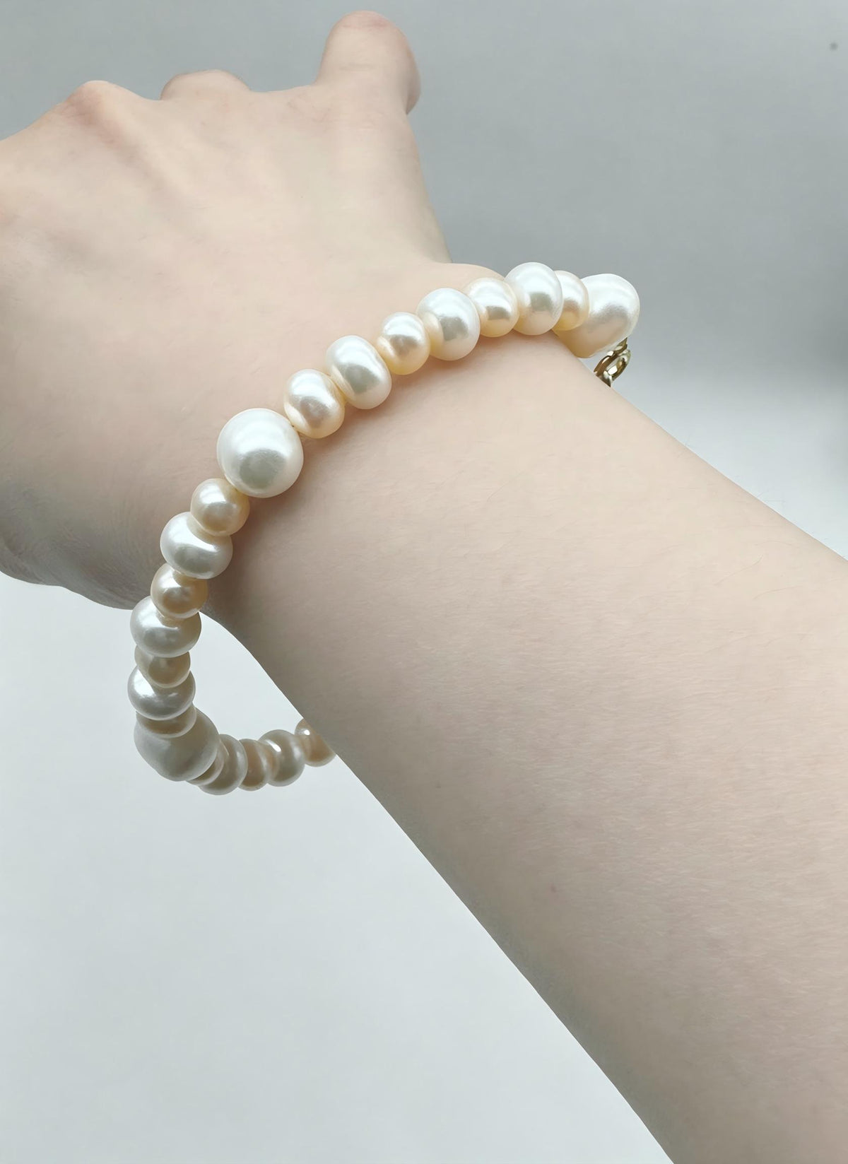 Graduated Full-Strand Pearl Bracelet 925 Silver 20cm
