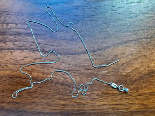 925 Silver Box Chain with Universal Needle End DIY 0.5mm 42cm