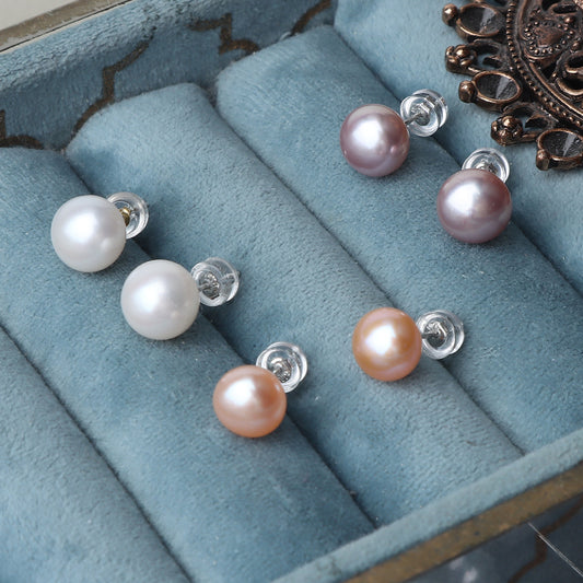 7mm Pearl Stud Earrings 925 Silver