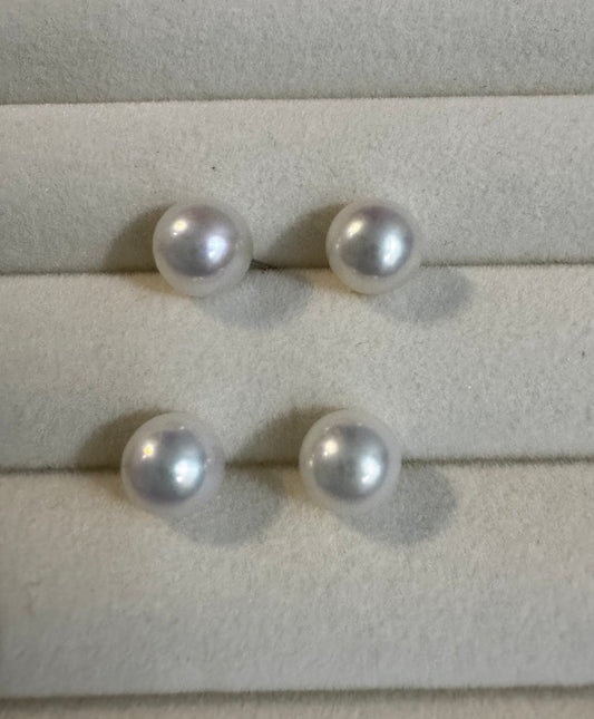 7mm Akoya-Style Freshwater Pearl Stud Earrings 925 Silver