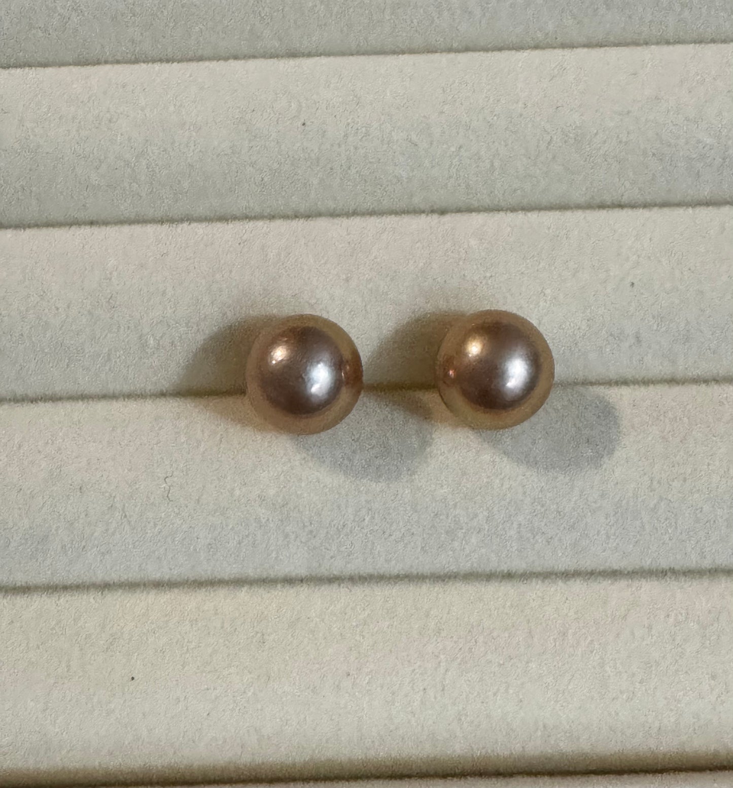 8mm Purple Edison Pearl Stud Earrings 925 Silver