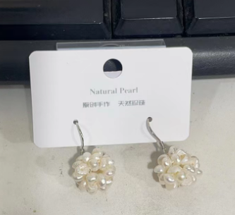 Flower Pearl Cluster Drop Earrings 925 Silver