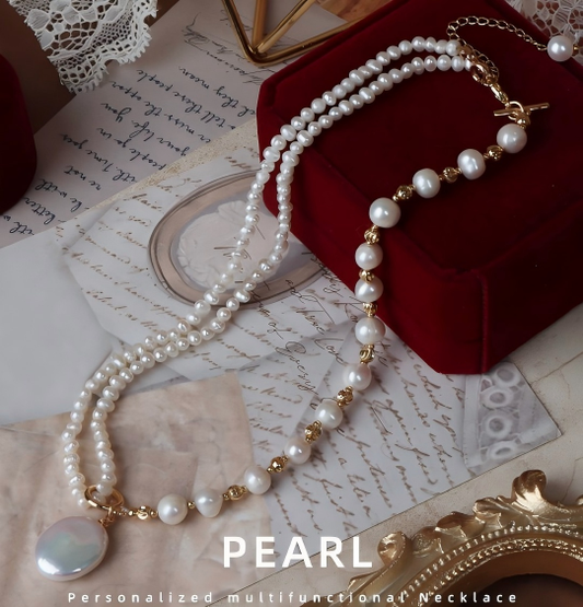 Baroque Pearl Pendant Double Layer Necklace