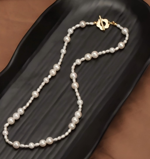 Rose Pin Freshwater Pearl Necklace