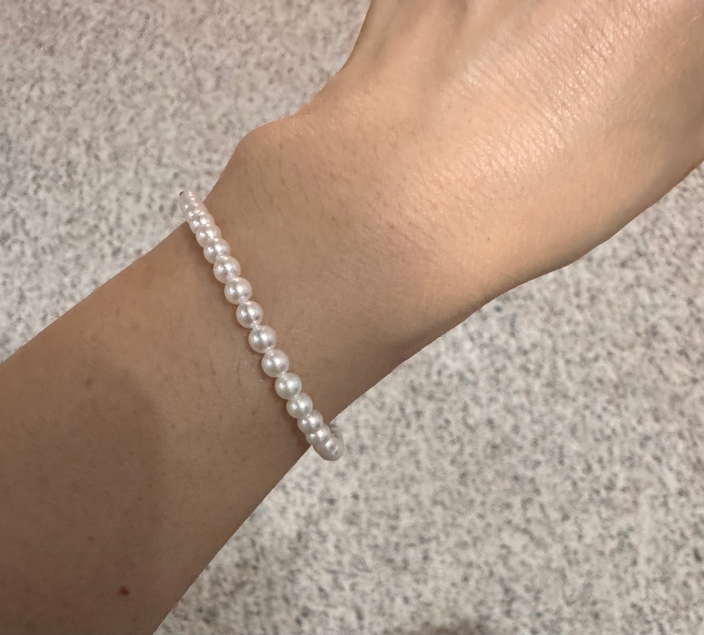 4mm White Rice Pearl Full Strand Bracelet 925 Silver 14cm