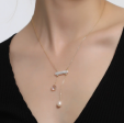 Baroque Pearl Balance Beam Lariat Necklace – Gold-Plated Brass